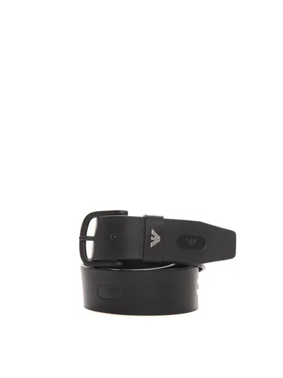 Emporio Armani Leather Belt In Black