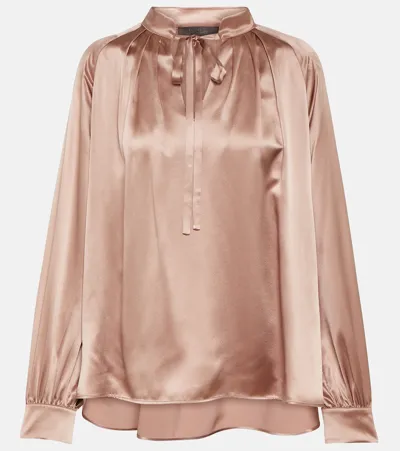 Max Mara Tamigi Silk Satin Blouse In Pink