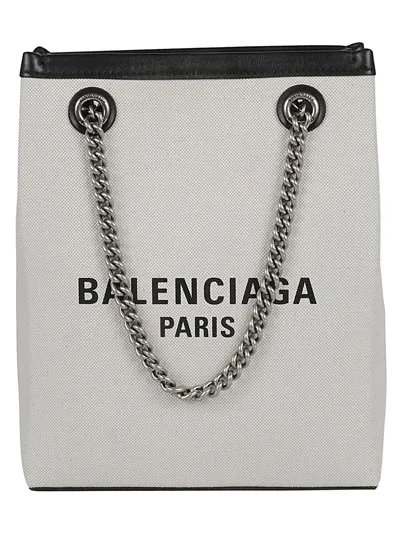 Balenciaga Duty Free Canvas Phone Holder In Beige