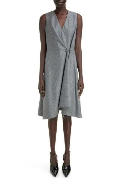 Givenchy Wool Felt Wrap Dress With Side Draped Detail In Grey