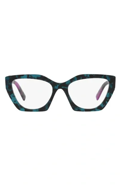 Prada 54mm Cat Eye Optical Glasses In Teal