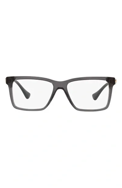 Versace 56mm Rectangular Optical Glasses In Transparent Grey