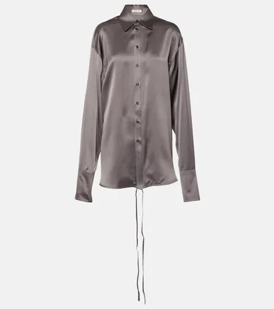 Peter Do Satin Wrap Blouse In Grey