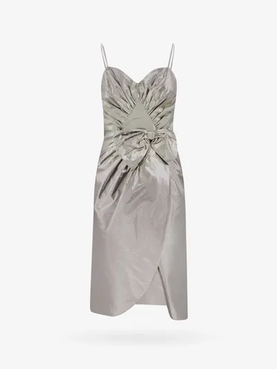 Maison Margiela Laminted Cotton Dress In Silver