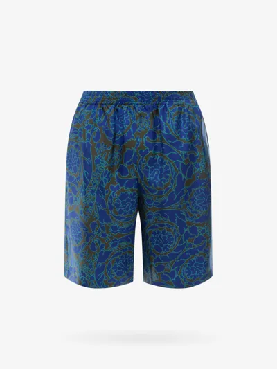 Versace Baroque Silk Shorts In Multicolor