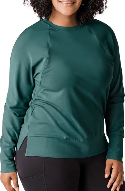 Kindred Bravely Relaxed Fit Maternity/nursing Sweatshirt In Evergreen