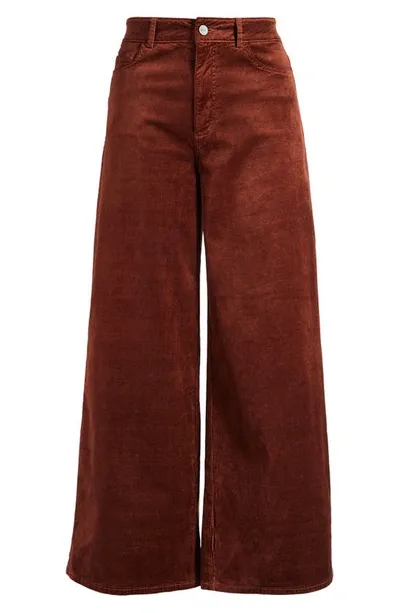 Paige Harper Wide Leg Corduroy Ankle Pants In Landslide Chocolate