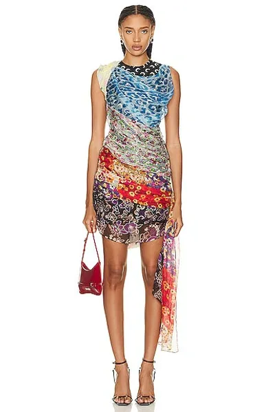 Marine Serre Regenerated Scarves Silk Minidress In Multicolor