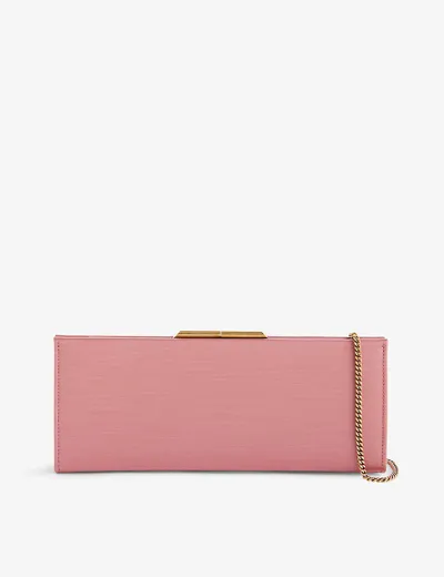 Saint Laurent Midnight Satin Clutch Bag In Coral Pink