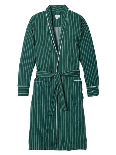 Petite Plume Men's Pima Pinstriped Tie-waist Robe In Green