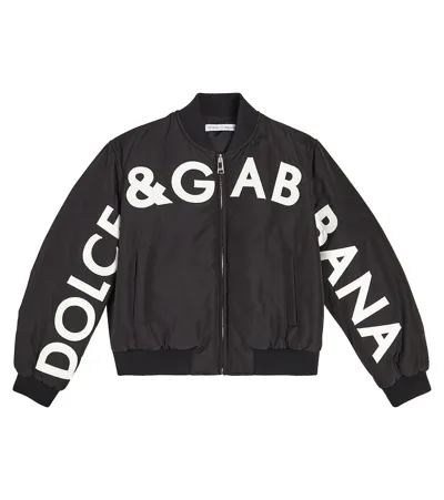 Dolce & Gabbana Kids' Logo-print Bomber Jacket In Black