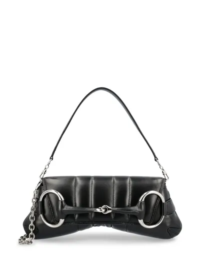 Gucci Mittelgrosse Horsebit Chain Schultertasche In Black