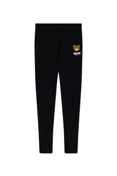 Moschino Leo Teddy-print Track Pants In Black