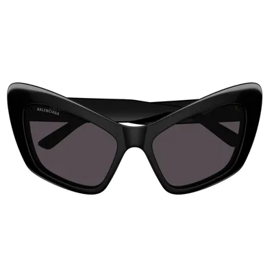 Balenciaga Eyewear Cat In 001 Black Black Grey