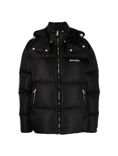 Palm Angels Down Jacket With Print In Black