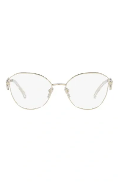 Prada 55mm Round Optical Glasses In Gold