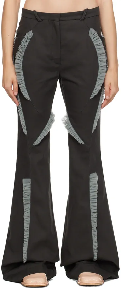 Kiko Kostadinov Gray Flared Trousers In Grey