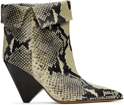 Isabel Marant Off-white & Black Lulya Boots In 23sd Sand