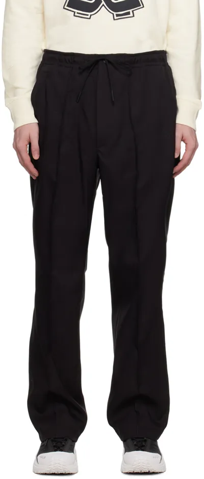 Moncler Black Drawstring Trousers In 999 Black