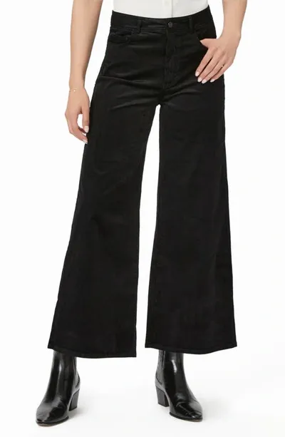 Paige Harper Wide Leg Ankle Corduroy Pants In Black