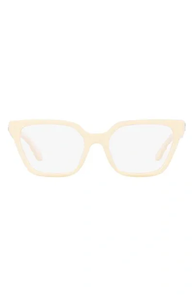 Tory Burch 53mm Rectangular Optical Glasses In Milky Ivory