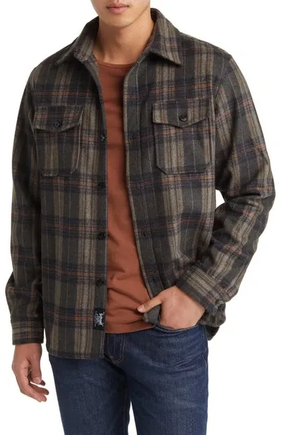 Schott Plaid Wool Blend Button-up Shirt Jacket In Spruce