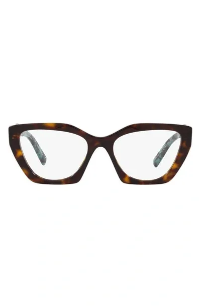 Prada 54mm Cat Eye Optical Glasses In Tortoise