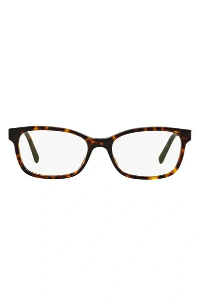 Burberry 52mm Rectangular Optical Glasses In Dark Havana