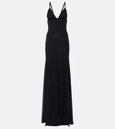 Dolce & Gabbana Long Tulle Slip Dress In Black