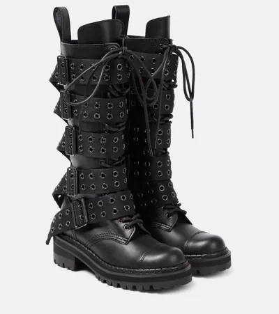 Junya Watanabe Rivet-detail Leather Boots In Black