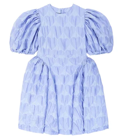 Caroline Bosmans Kids' Balloon Sleeve Tafetta Dress In Blue