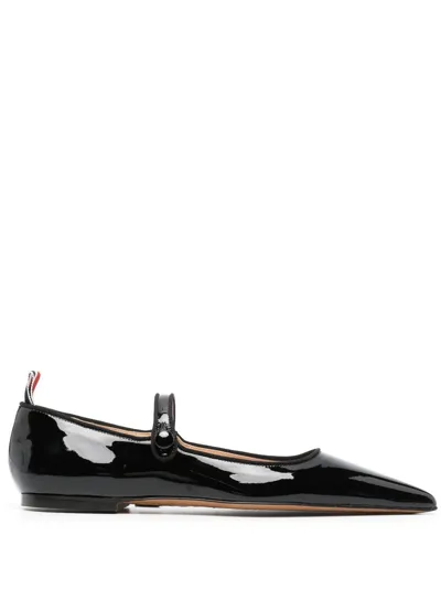 Thom Browne Black Leather Ballerina Shoes