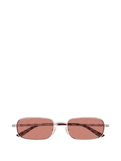 Gucci Eyewear Rectangular Frame Sunglasses In Silver