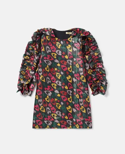 Stella Mccartney Kids' Scribbled Heart Print Dress In Black Multicolour