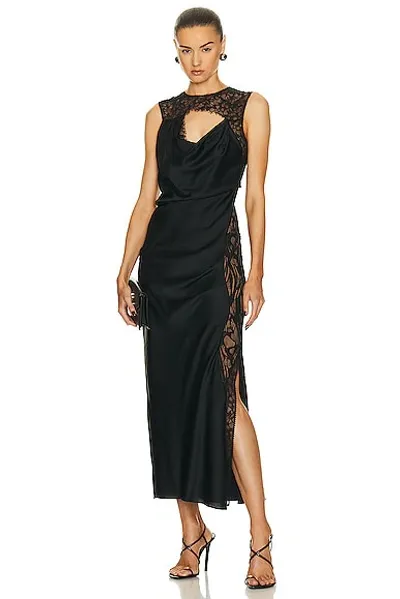 Simkhai Vea Lace Trim Open Back Gown In Black