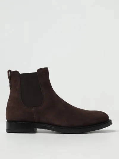 Tod's Suede Ankle Boots With Elasticated Bands In Dark