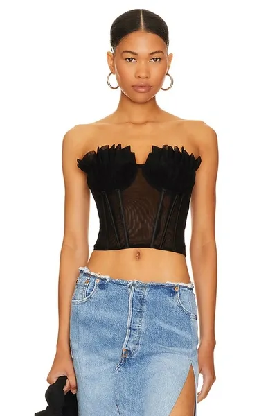 Superdown Teddy Corset Top In Black