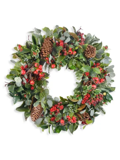 Winward Home Permanent Botanicals Holiday Deluxe Imitation Wreath, 32'' In Red