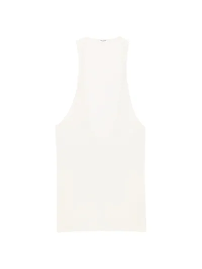 Saint Laurent Tank Top In Silk Crepe And Satin In Naturel