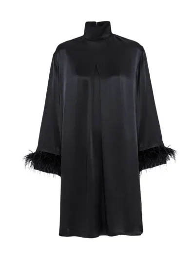 Sleeper Black Party Long-sleeve Shirt Dress