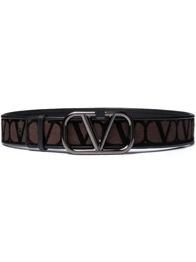 Valentino Garavani Vlogo Signature Buckle Belt In Brown