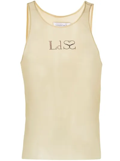 Ludovic De Saint Sernin Yellow Crystal Tank Top In Green