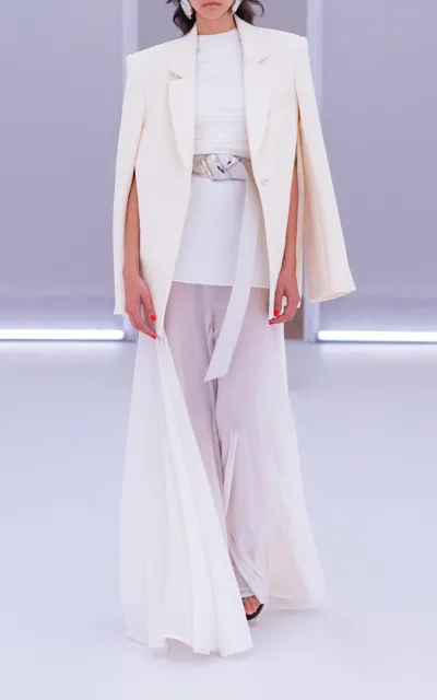 Brandon Maxwell The Laila Wool-silk Cape Blazer In Ivory