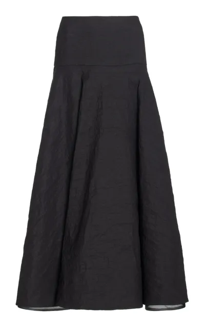 Brandon Maxwell The Ember Linen-blend Midi Skirt In Black