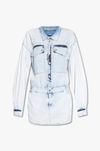 Dsquared2 Light Blue Denim Mini Dress In New