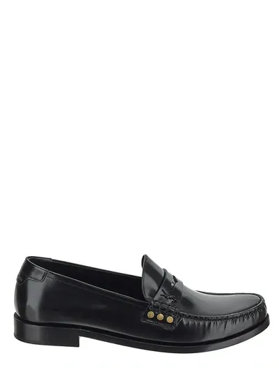 Saint Laurent Le Loafer Leather Moccasins In Black