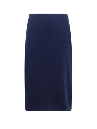 Fendi Skirt Ff Crepe Satin In Blue