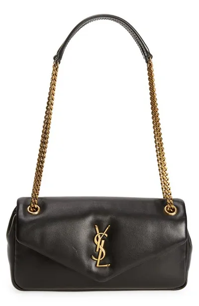 Saint Laurent Calypso Lambskin Leather Shoulder Bag In Black