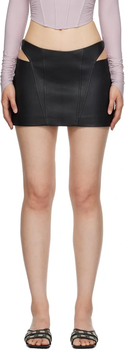 Misbhv Ruched Cut-out Mini Skirt In Black