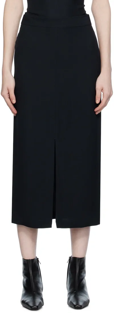 Totême Front-split Satin Midi Skirt In Navy